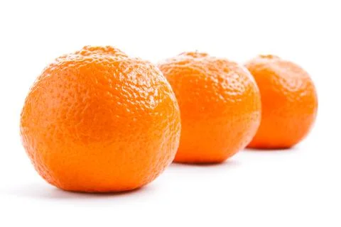 Three mandarin isolated on a white background 스톡 사진