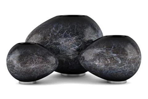 Three marble vases isolated on white background Stock Illustration