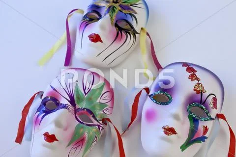 Three mardi gras masks Stock Photos