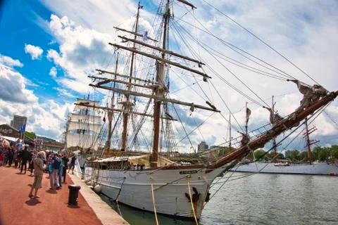 Three masted schooner ship, Le Francais, french boat Stock Photos