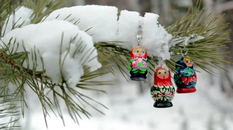 Three Matryoshka on a branch Stock Footage 35319037
