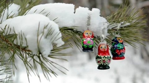 Three Matryoshka on a branch Stock Footage 35319183