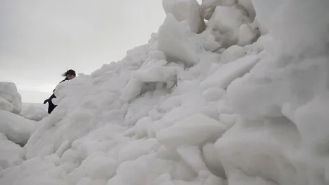 Three medieval men lost in glaciers Stock Footage 106081875
