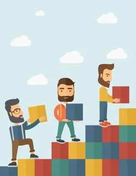 Three men with blocks Illustrazione stock