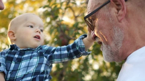 Three men from different generations of the same family, grandfather, son and Stock Footage 119173682