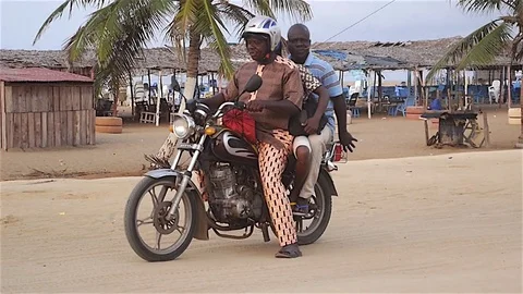 Three men on a moto Stock Footage 81204865