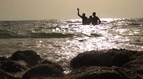 Three men at-sea on a background a sun Stock Footage 42474657