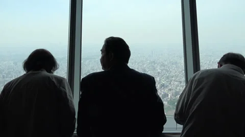 Three men silhouette from Skytree tower 스톡 동영상 39725392