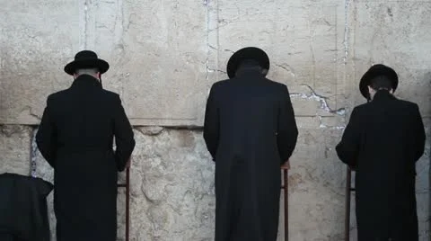 Three men in western wall 스톡 동영상 10888173