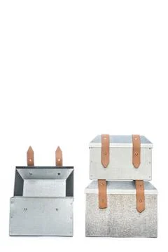 Three metal tool box on White Background 写真素材