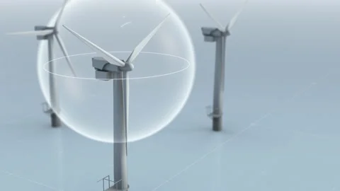 Three Metal Windmills are Working. Wind Electric Systems. An Inexpensive Source. Stock Footage