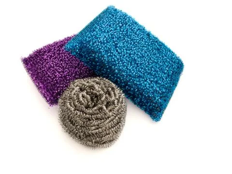 Three metallic kitchen sponges Stock Photos
