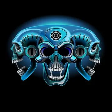 Three metallic skull in one. Stock-Illustration