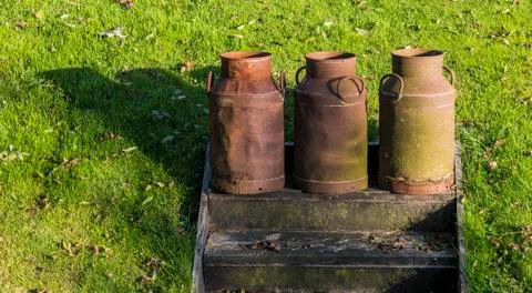 Three Milk Churns Stock Photos