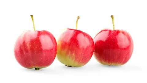 Three mini apples in row Stock Photos
