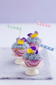 Three mini cupcakes Stock Photos