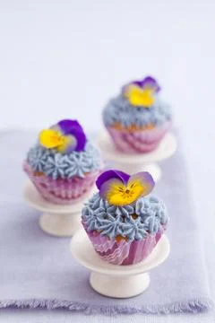 Three mini cupcakes Stock Photos