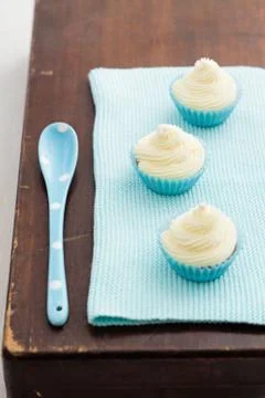 Three mini cupcakes Stock Photos