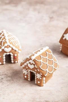 Three mini gingerbread houses. Stock Photos