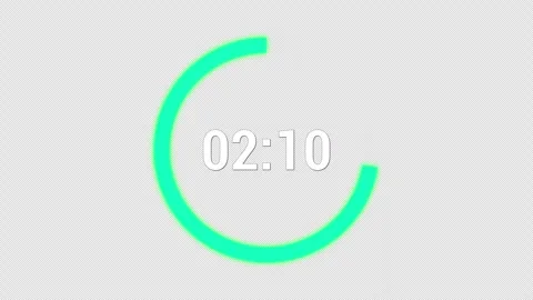 Three Minute Digital Countdown Timer with Glowing Green Progress UI Stock Footage 328124027