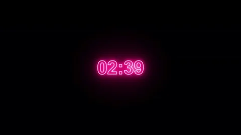Three minutes countdown neon timer animation in sixty seconds with alpha channel Stock Footage 343908589