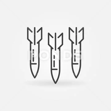 Three Missiles vector Air Strike concept outline icon Stock Illustrationen