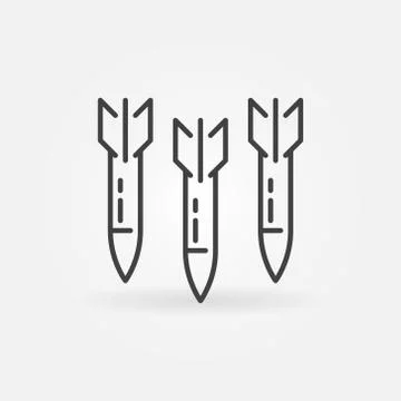 Three Missiles vector Air Strike concept outline icon Stock Illustration
