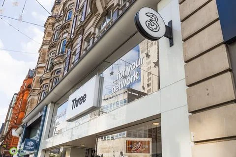 Three mobile carrier storefront with logo and retail signage. London, UK, 5 Stock Photos
