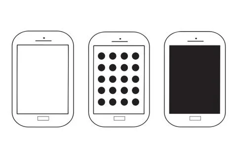 Three mobile phones vector set Stock Illustration