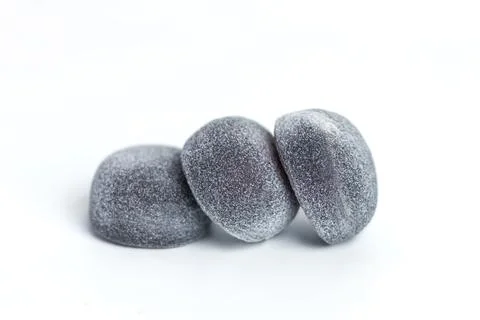 Three mochi isolated on white Background . Mochi - Japanese dessert, sweets. Fotos Stock