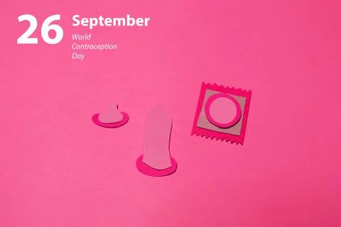 Three mock-ups of the condom state were cut out of colored paper Stock-Illustration