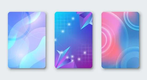 Three modern abstract background templates featuring vibrant gradient color.. Stock Illustration