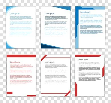 Three modern document templates with red and blue accents. Each template Stock Illustration