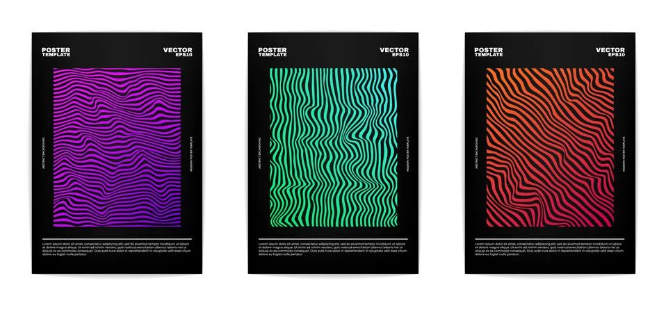 Three modern posters Illustrazione stock