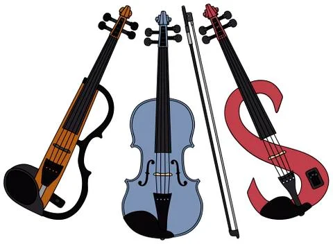 Three modern violins Stock Illustration