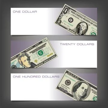 Three Money Banners Stock Illustration