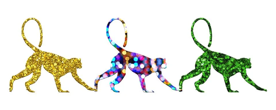 Three monkey with different patterns isolated on a white background Stockillustratie