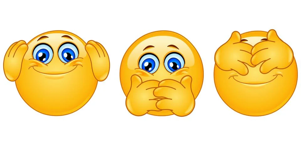 Three monkeys emoticons Stock Illustration