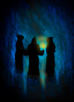 Three monks Stock Illustration
