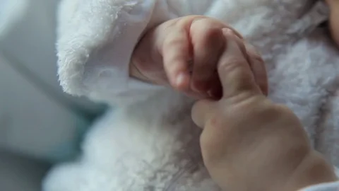 Three month old baby lying on the bad Stock Footage 72075408