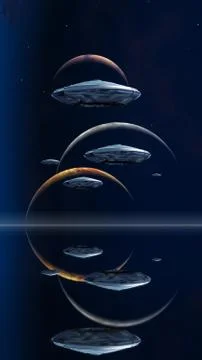 Three moons and UFOs Illustration
