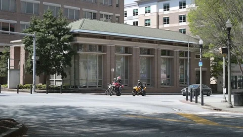 Three Motorcycle Turn Stop Light Slow Motion Stock Footage 127316877