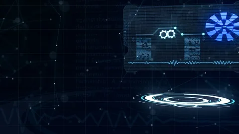 Three moving circles are on focus, then abstract business card is appering with Stock Footage 106569997