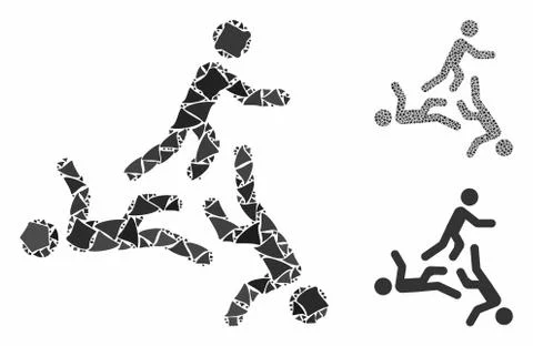 Three moving men Mosaic Icon of Ragged Elements Stockillustratie