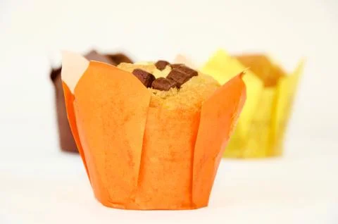 Three muffins isolated on white background Stock-Fotos