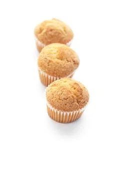 Three muffins isolated on white Foto stock