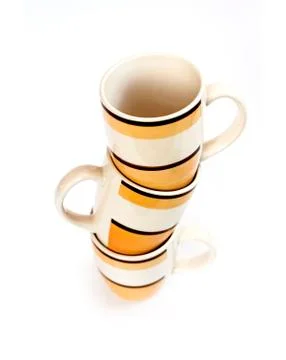 Three mugs isolated on white background with clipping path Stock Photos