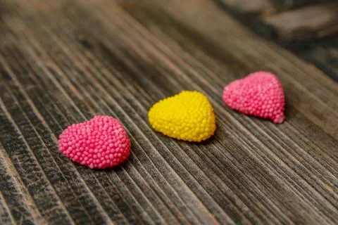 Three Multi colored gummy candy Stock Photos