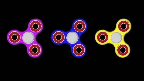 Three multi-colored looped rotating spinner Stock Footage 77620623