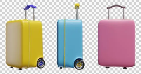 Three multi-colored suitcases on an isolated background. Stock Illustration